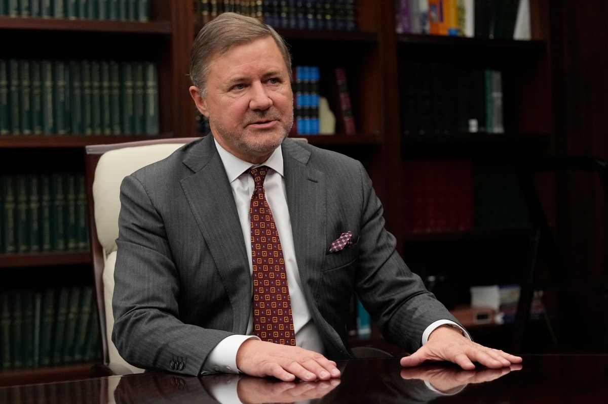 Oklahoma Attorney General Gentner Drummond is pictured Wednesday, Feb. 1, 2023, during an interview in Oklahoma City. (AP Photo/Sue Ogrocki)