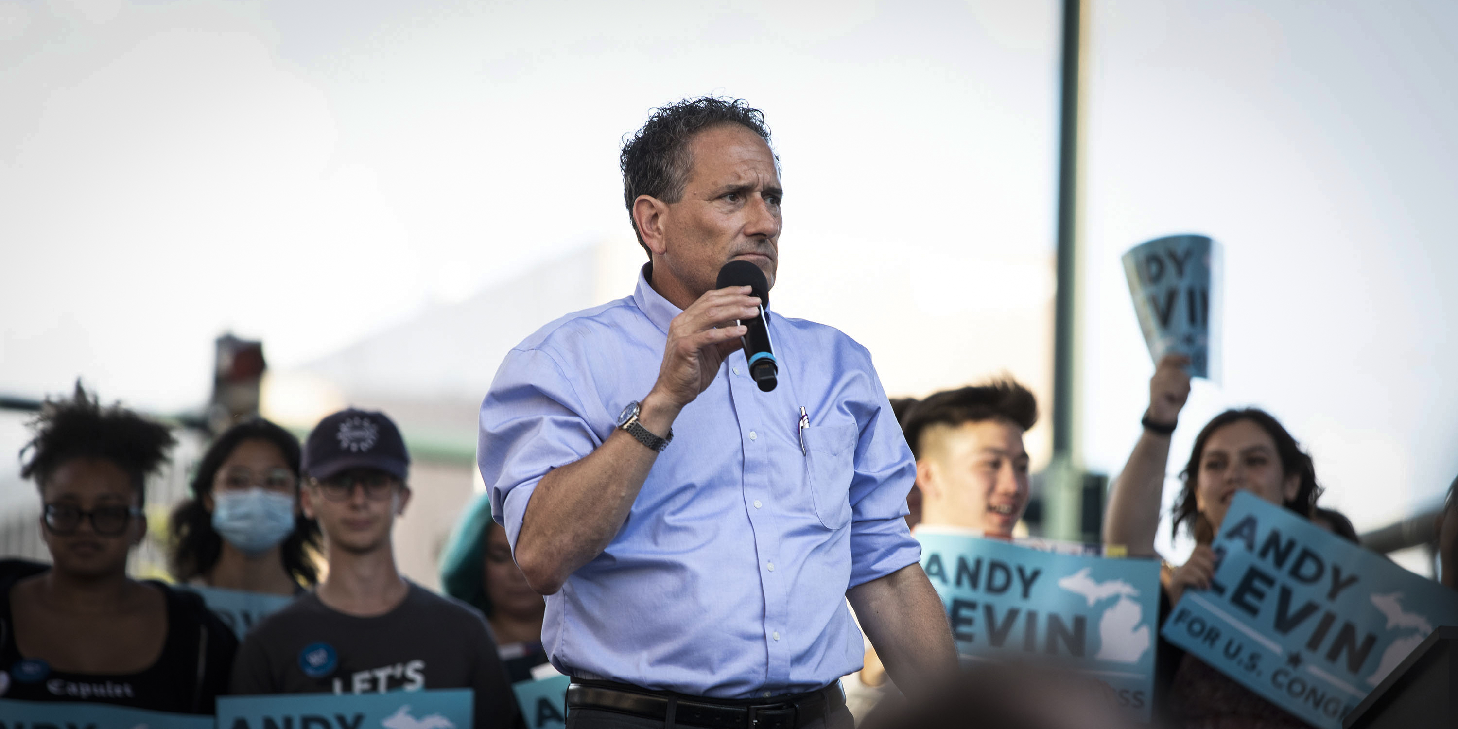 PONTIAC, MI - JULY 29: Michigan Democratic Rep. Andy Levin holds a campaign rally on July 29, 2022 in Pontiac, Michigan. The rally featured Senator Bernie Sanders (I-VT) who was there to campaign for both Levin and Democratic Rep. Rashida Tlaib. The Michigan Primary is on August 2. (Photo by Bill Pugliano/Getty Images)