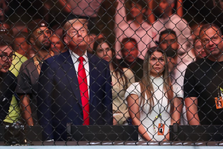 Former President Donald Trump attends UFC 302 at Prudential Center on June 01, 2024 in Newark, New Jersey.