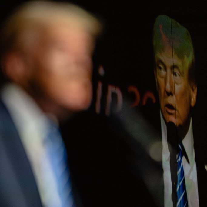 NASHVILLE, TENNESSEE - JULY 27: Former President and 2024 Republican presidential candidate Donald Trump gives a keynote speech on the third day of the Bitcoin 2024 conference at Music City Center July 27, 2024 in Nashville, Tennessee. The conference, which is aimed at bitcoin enthusiasts, features multiple vendor and entertainment spaces and seminars by celebrities and politicians. (Photo by Jon Cherry/Getty Images)