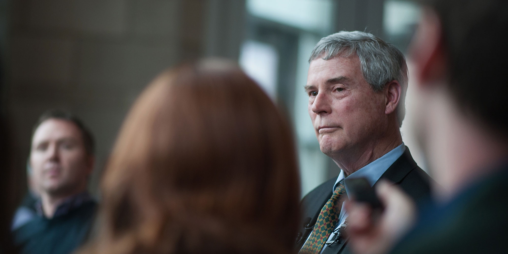 CLAYTON, MO - MARCH 13:  Robert P. "Bob" McCulloch, Prosecuting Attorney for St. Louis County speaks to the media during a news conference on March 13, 2017 in Clayton, Missouri. Tension and protest in Ferguson has arisen in response to video footage of slain 18 year-old Michael Brown in a recent documentary. (Photo by Michael B. Thomas/Getty Images)