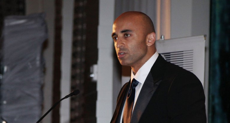 WASHINGTON, DC - OCTOBER 13:   Ambassador Yousef Al Otaiba speaks during the 2011 East West Institute Dinner at the United Arab Emirates Embassy on October 13, 2011 in Washington, DC.  (Photo by Johnny Nunez/WireImage)