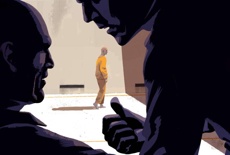 Illustration of Jeff Prible in prison by Patrick Leger for The Intercept